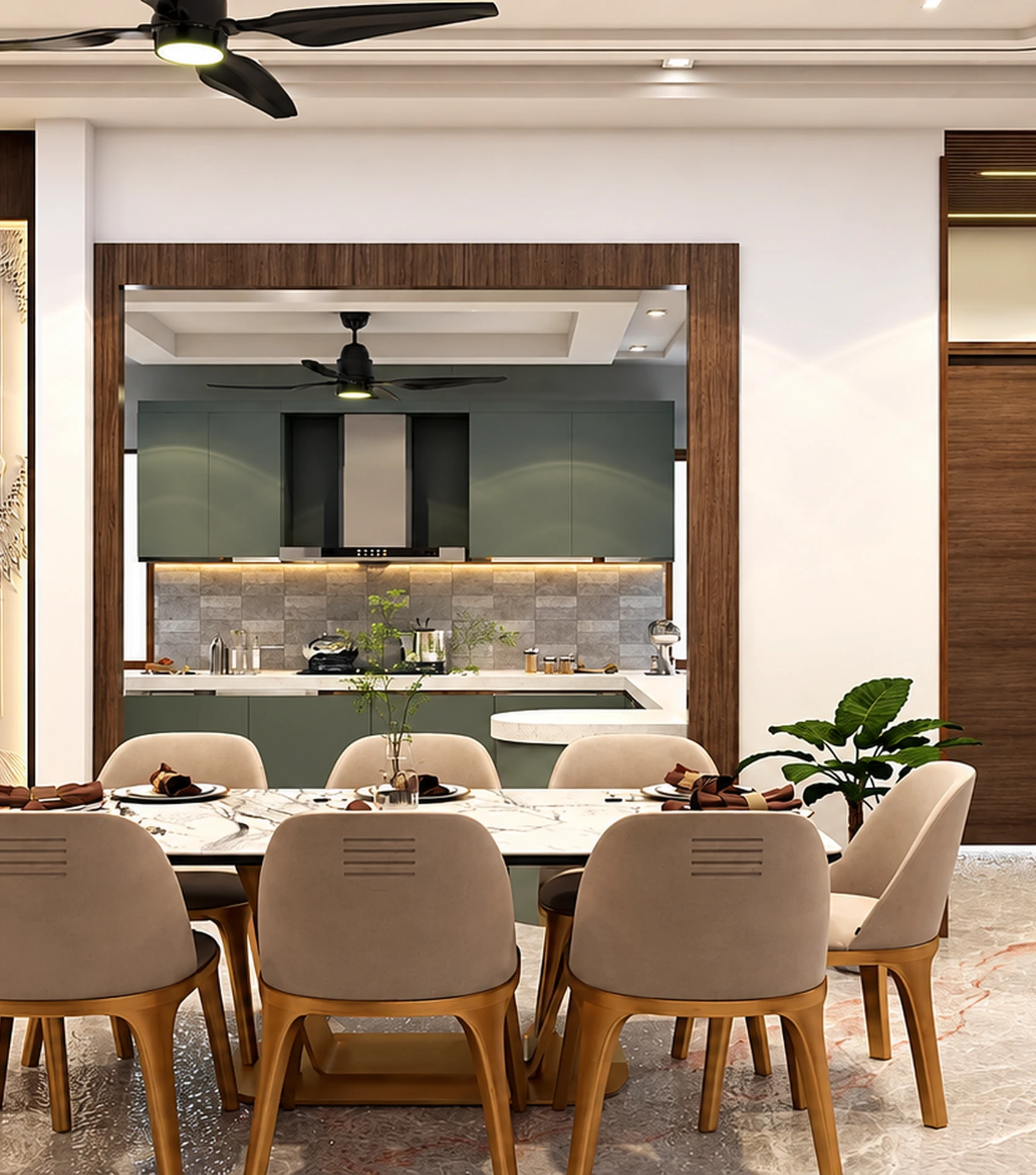 Dining room with a table for eight at Noble Willasa