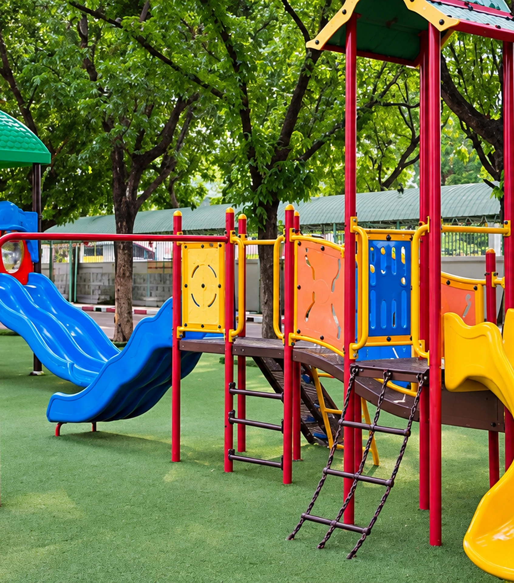 Children's play area with slides and swings at Noble Willasa