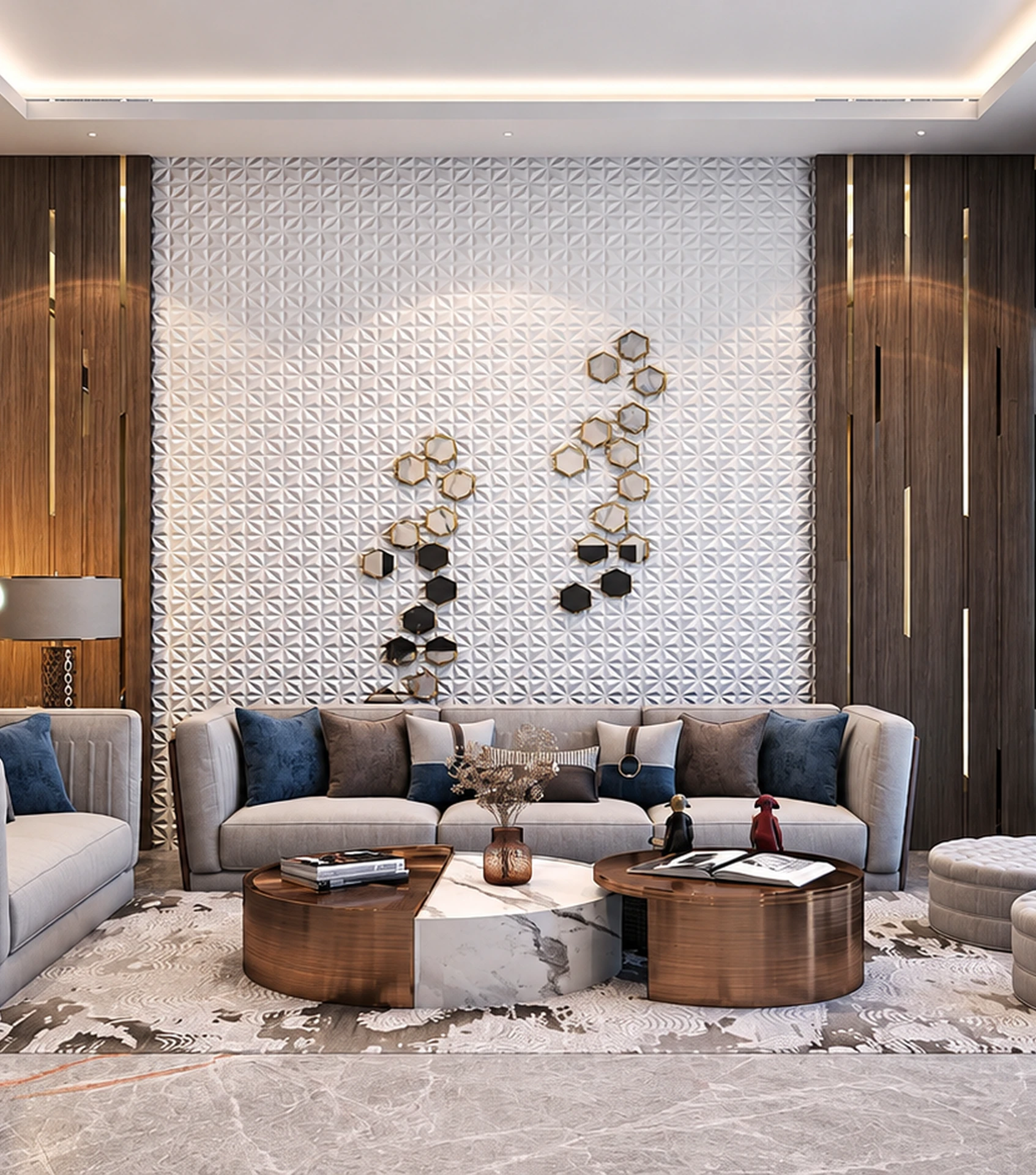 Italian marble living room in a Noble Willasa 3 BHK floor