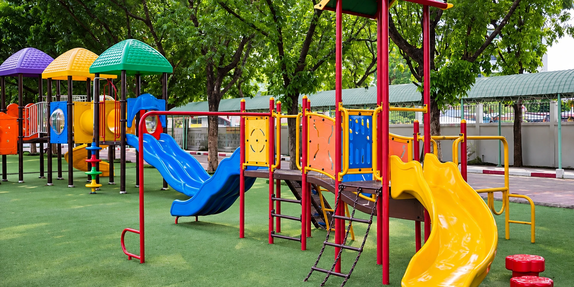 Children's play area with slides and swings at Noble Willasa