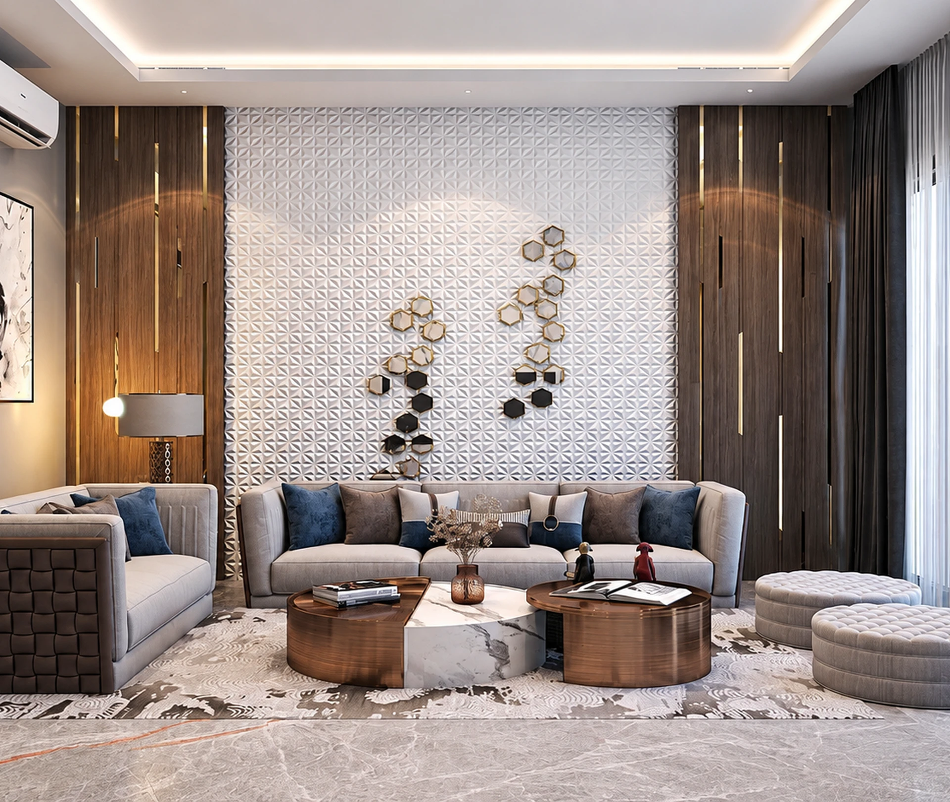Italian marble living room in a Noble Willasa 3 BHK floor