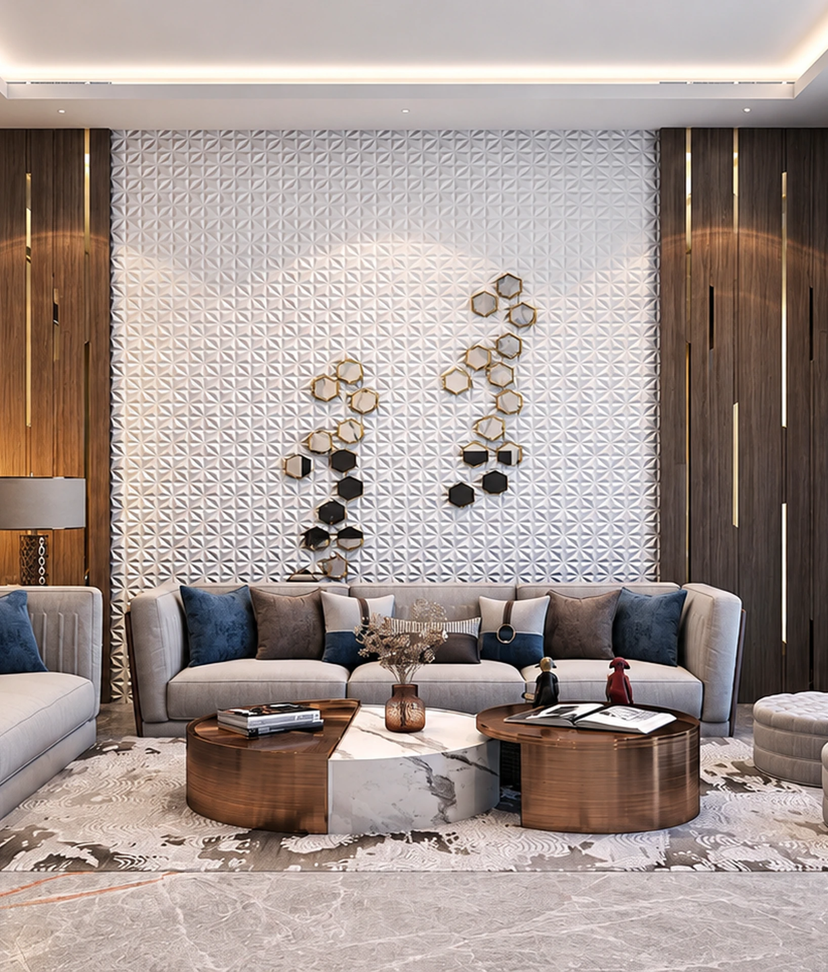 Image of Italian marble living room in a Noble Willasa 3 BHK floor